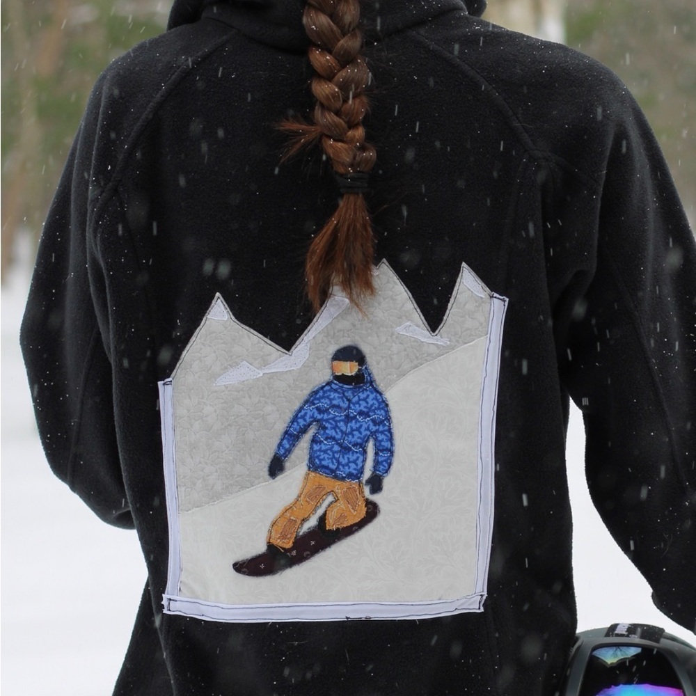 Columbia patchwork women’s medium black snowboard embroidered jacket
